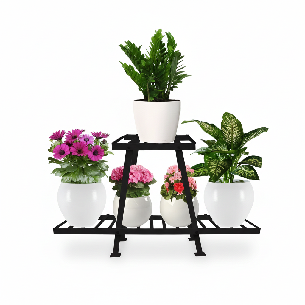 Tri-Level A-Frame Metal Planter Stand
