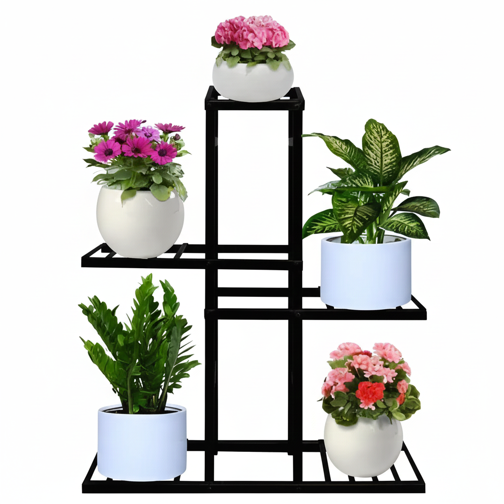 Black Tiered Iron Plant Stand