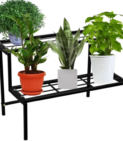 2-Tier Metal Plant Stand – Compact & Strong Design
