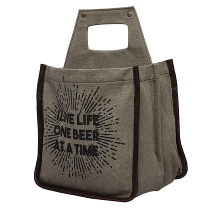 Beer 6 Pack Carrier,100% Canvas Caddy, Holder, Tote, Basket, Bottle Holder (Life)