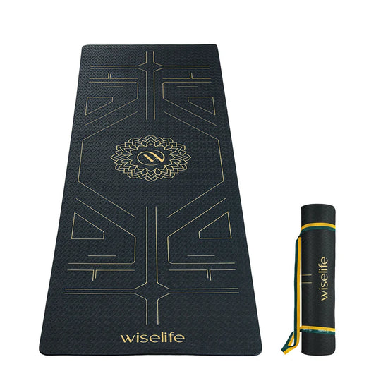 Wifelife True Alignment TPE Yoga Mat - 6mm Black