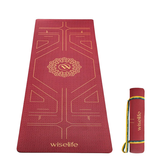 Wifelife True Alignment TPE Yoga Mat - 6mm Maroon