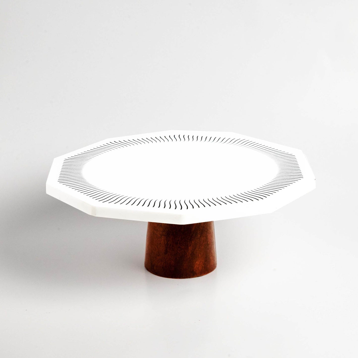 Christa Octagonal Marble & Wood Cake Stand