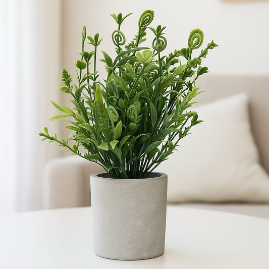 Artificial Potted Greenery in Gray Pulp Pot