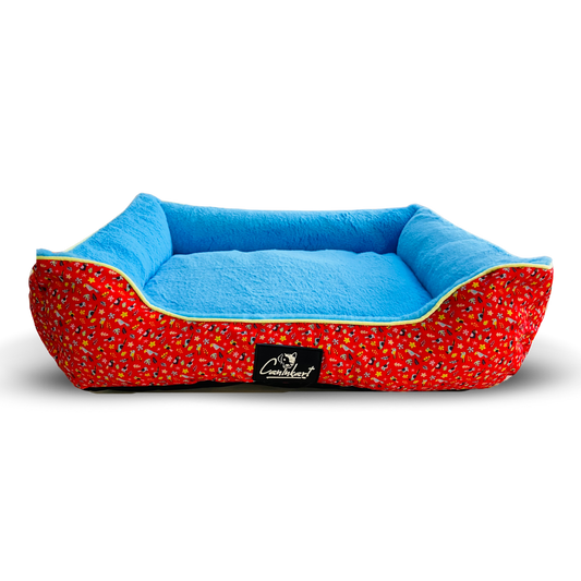Ultra-Soft Round Dog Fur Bed | Cozy Anti-Anxiety Nest Blue