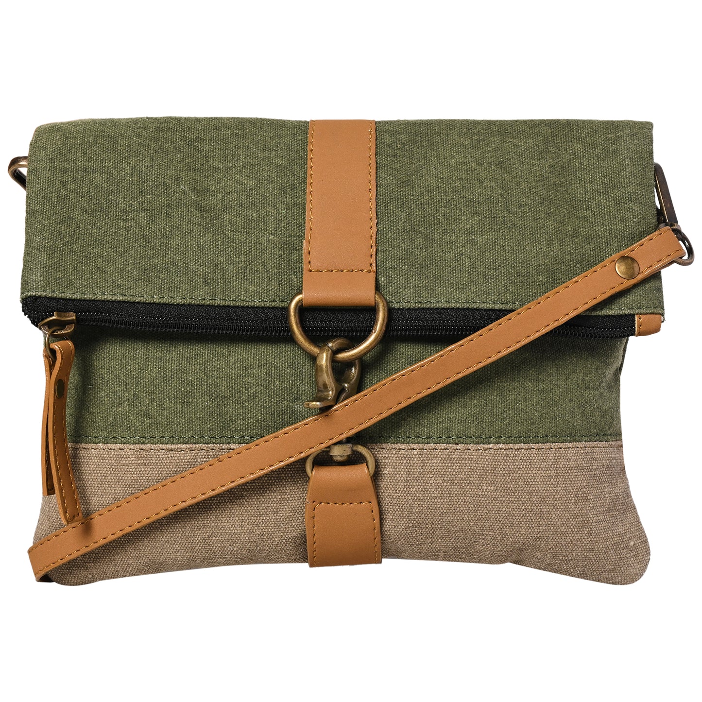 Artaflora – Women’s Finley Canvas Recycled Crossbody Bag (Moss) – (M-2511)