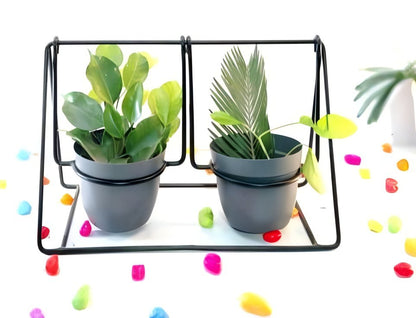 Metal Swing Planter – Twin Pot Hanging Frame