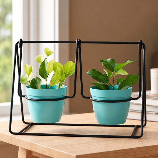 Metal Swing Planter – Twin Pot Hanging Frame