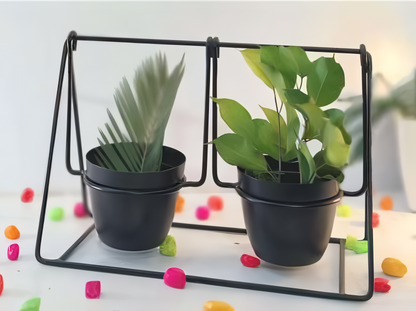 Metal Swing Planter – Twin Pot Hanging Frame