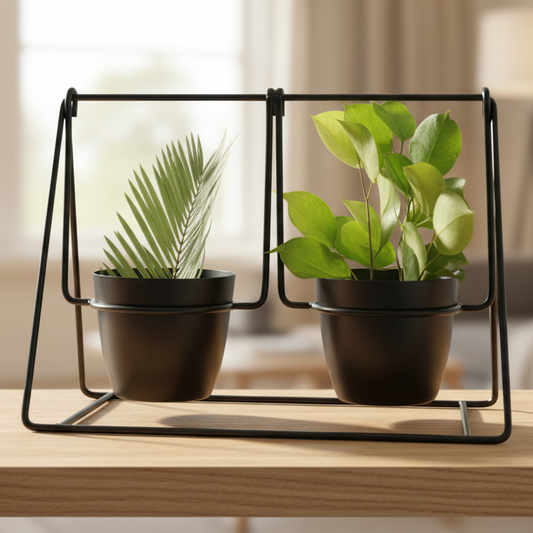 Metal Swing Planter – Twin Pot Hanging Frame