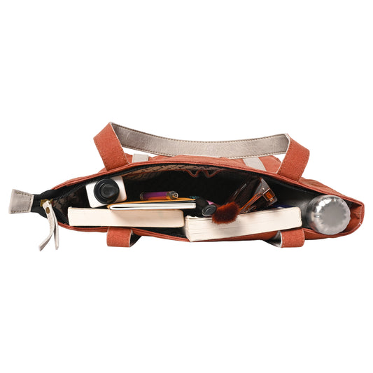 Artaflora – Color Block Hand Bag: Burnt Orange