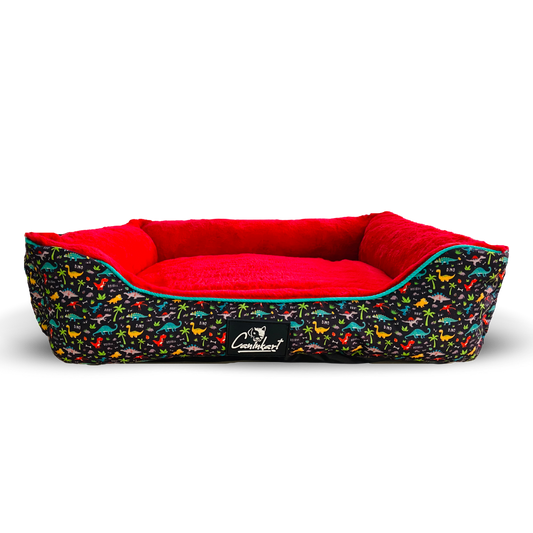 Ultra-Soft Round Dog Fur Bed | Cozy Anti-Anxiety Nest Red