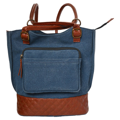 Artaflora – Two in One Convertible Handbag: Denim