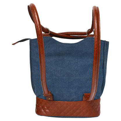 Artaflora – Two in One Convertible Handbag: Denim