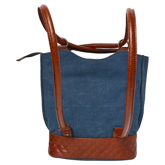 Artaflora – Two in One Convertible Handbag: Denim