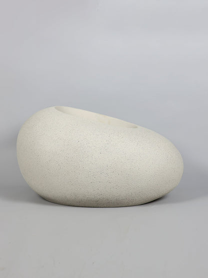 Patato - D Oyster White Fiberglass Planter | Premium Modern Elliptical Indoor & Outdoor Pot
