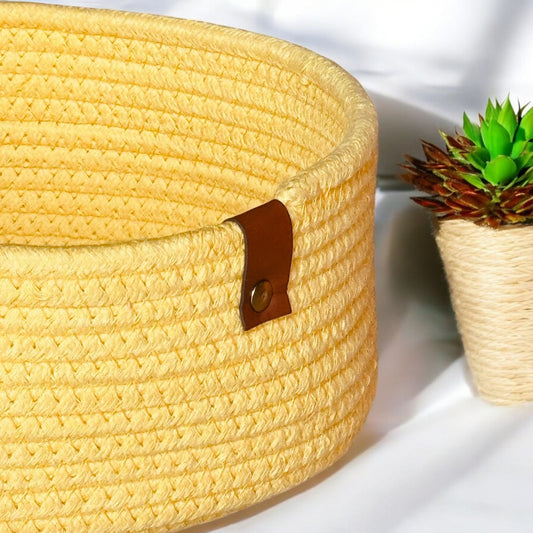 Multicolor Cotton Rope Round Shelf Basket – (10×4 Inch)