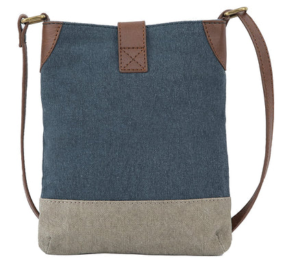 Artaflora – 100% Cotton Canvas Small Messenger Crossbody Vintage Sling Bag with Stylish Design for Women (Navy)