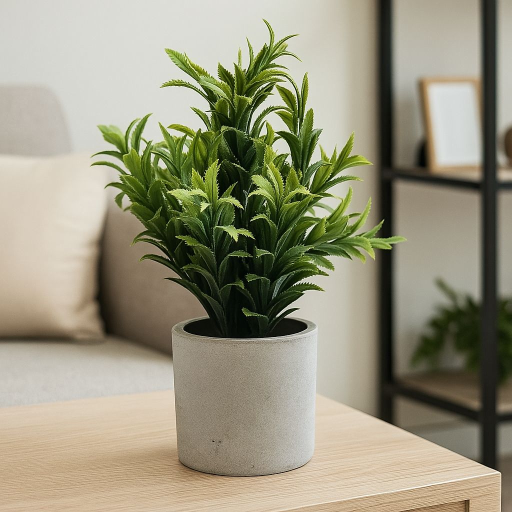 Artificial Potted Greenery in Gray Pulp Pot
