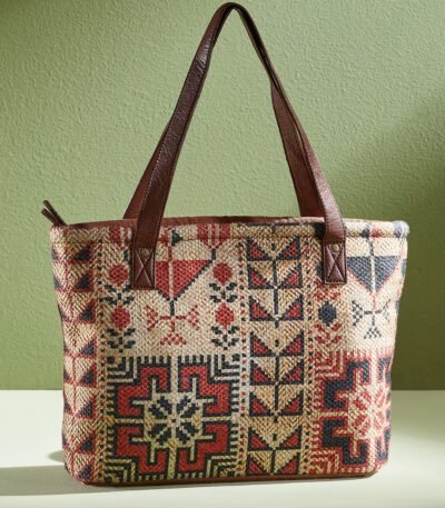 Artaflora – Upcycled Canvas Medium Canvas Handbag for Women | Tote Bag | Crossbody Bag for Grocery, Shopping, Travel | Stylish Vintage Shoulder Bags for Women