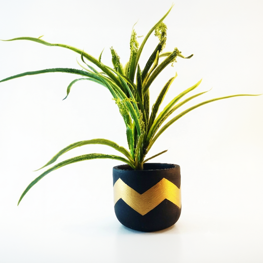 Gilded Chevron Terracotta Planter
