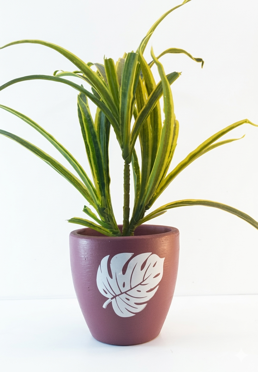 Monstera Motif Terracotta Planter