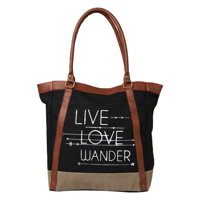 Large Canvas Zipper Tote Bag for Work & School - Black | Classic