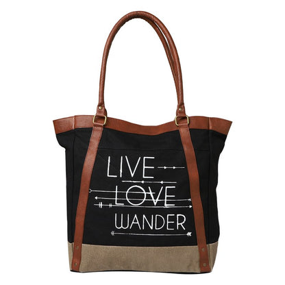 Large Canvas Zipper Tote Bag for Work & School - Black | Classic