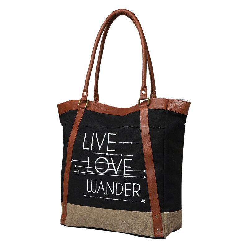 Large Canvas Zipper Tote Bag for Work & School - Black | Classic