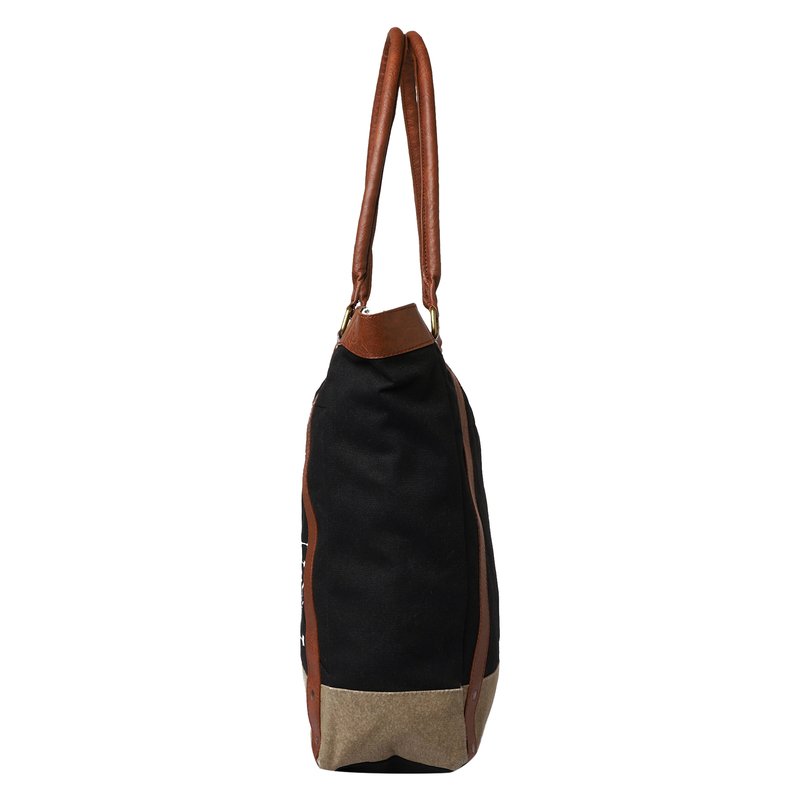 Large Canvas Zipper Tote Bag for Work & School - Black | Classic