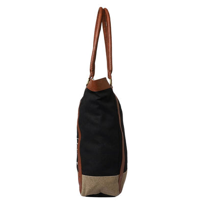 Large Canvas Zipper Tote Bag for Work & School - Black | Classic
