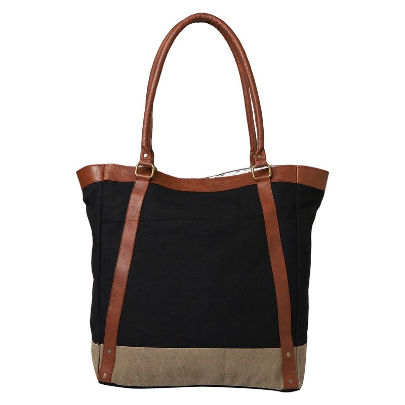 Large Canvas Zipper Tote Bag for Work & School - Black | Classic