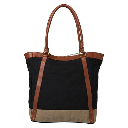 Large Canvas Zipper Tote Bag for Work & School - Black | Classic