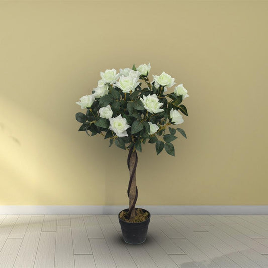 Artificial White Rose Plant – Home And Office Decor – 35.43-Inch