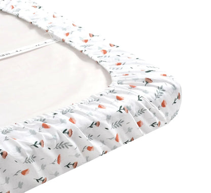 Premium Printed Muslin Fitted Crib sheet Fern & Roses