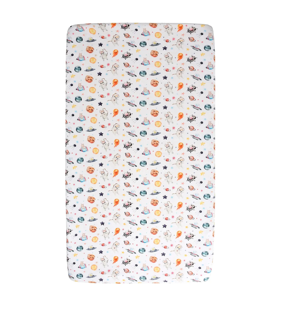 Premium Printed Muslin Fitted Crib sheet Pets of the Galaxy