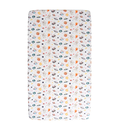 Premium Printed Muslin Fitted Crib sheet Pets of the Galaxy