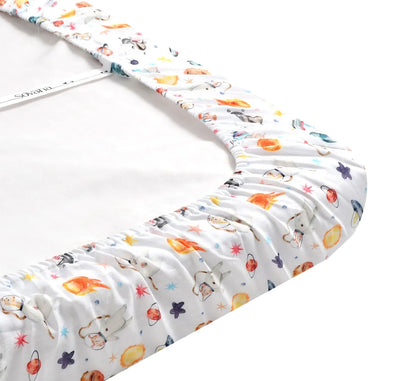 Premium Printed Muslin Fitted Crib sheet Pets of the Galaxy
