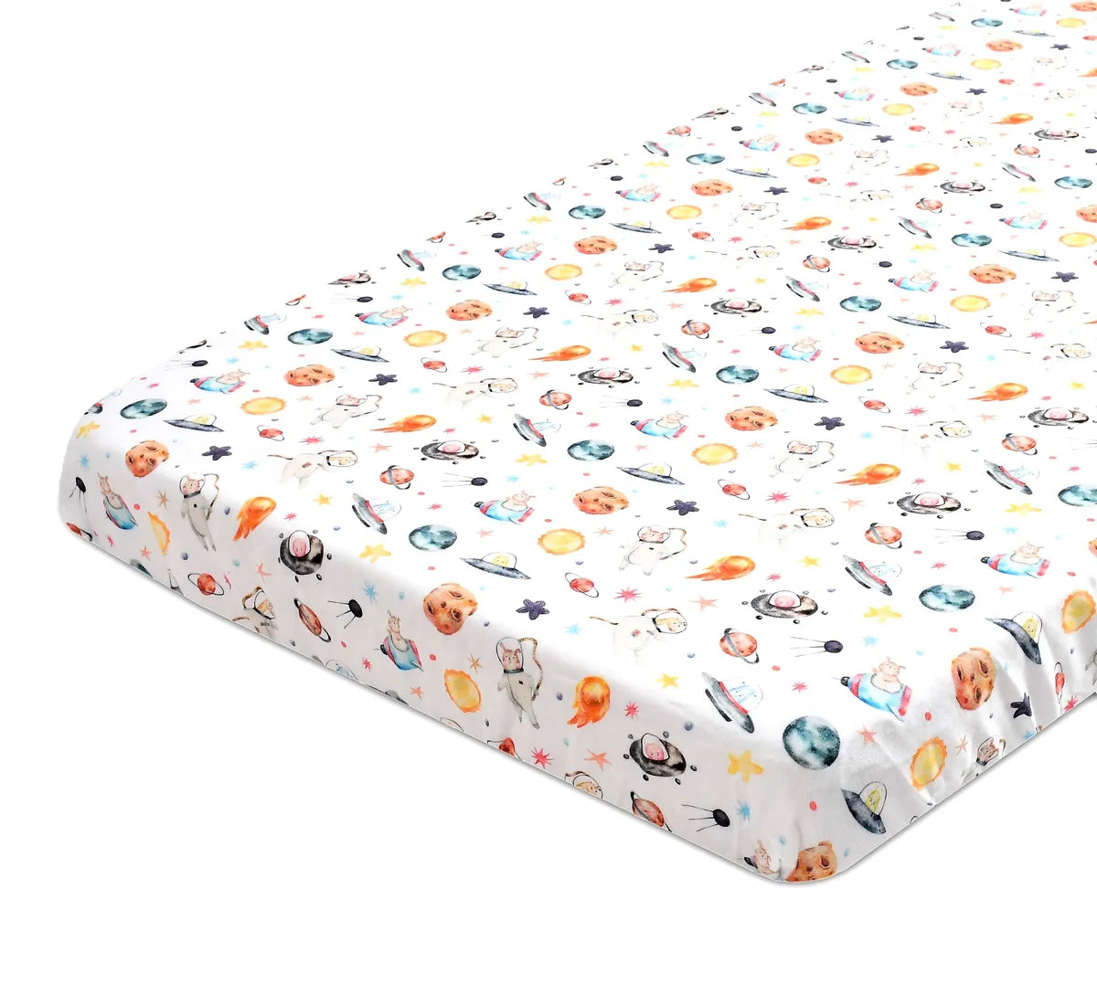 Premium Printed Muslin Fitted Crib sheet Pets of the Galaxy