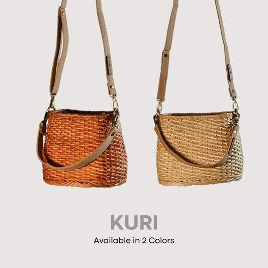 Handwoven Kashmiri Willow Wicker Kuri Bag with Leather Strap – 8″ x 6″ x 10″
