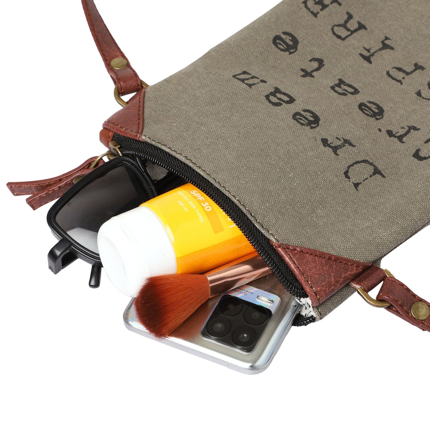 Artaflora – 100% Cotton Canvas Small Sling Crossbody Bag with Stylish Design for Women