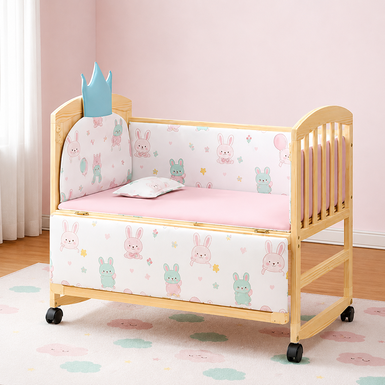 Furnifest Hemi Cot 5-in-1 Convertible Baby Cot