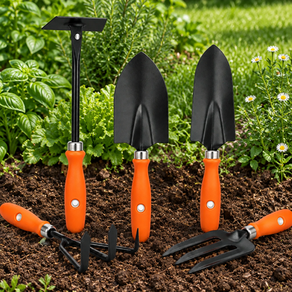 Compact Orange Gardening Tool Set – 5 Piece Kit