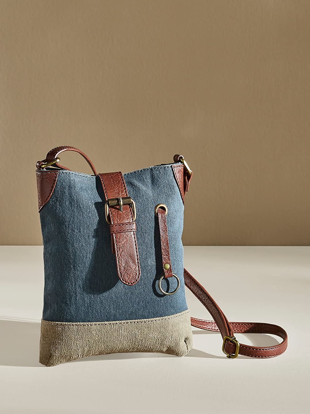 Artaflora – 100% Cotton Canvas Small Messenger Crossbody Vintage Sling Bag with Stylish Design for Women (Navy)