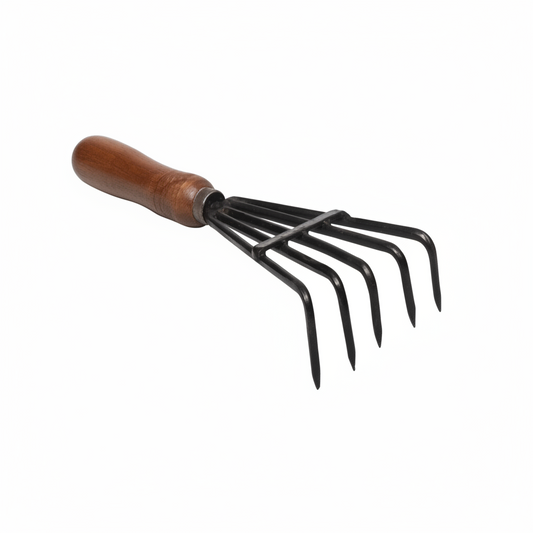 Classic 5-Prong Garden Fork – Wooden Handle Cultivator