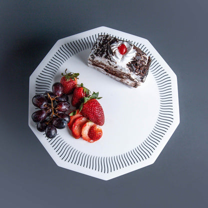 Christa Octagonal Marble & Wood Cake Stand