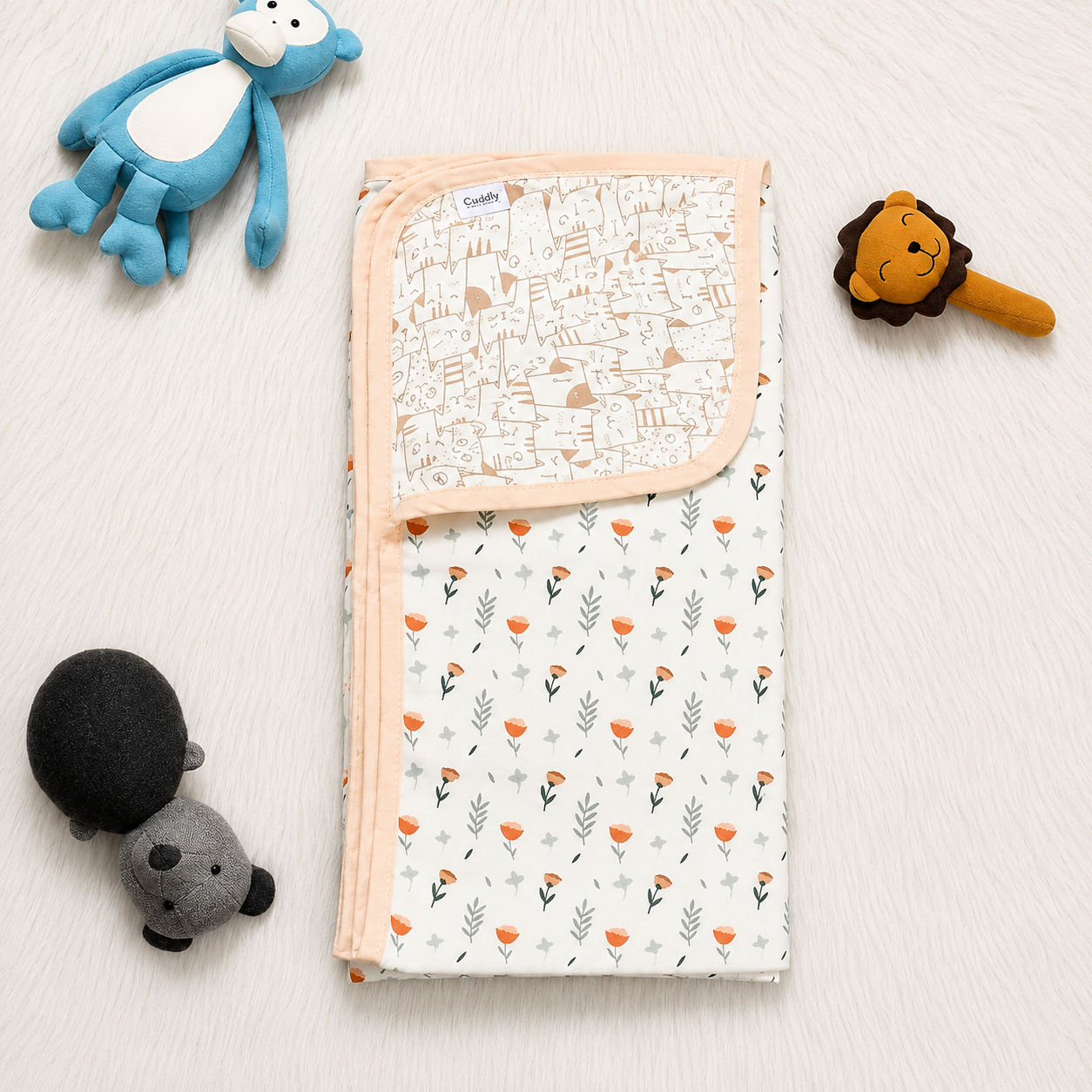 Sovana Fern & Roses 6-Layer Reversible Muslin Blanket