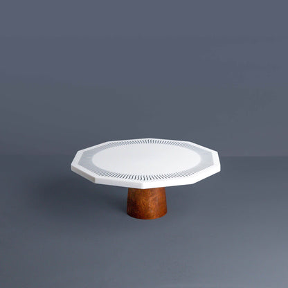 Christa Octagonal Marble & Wood Cake Stand