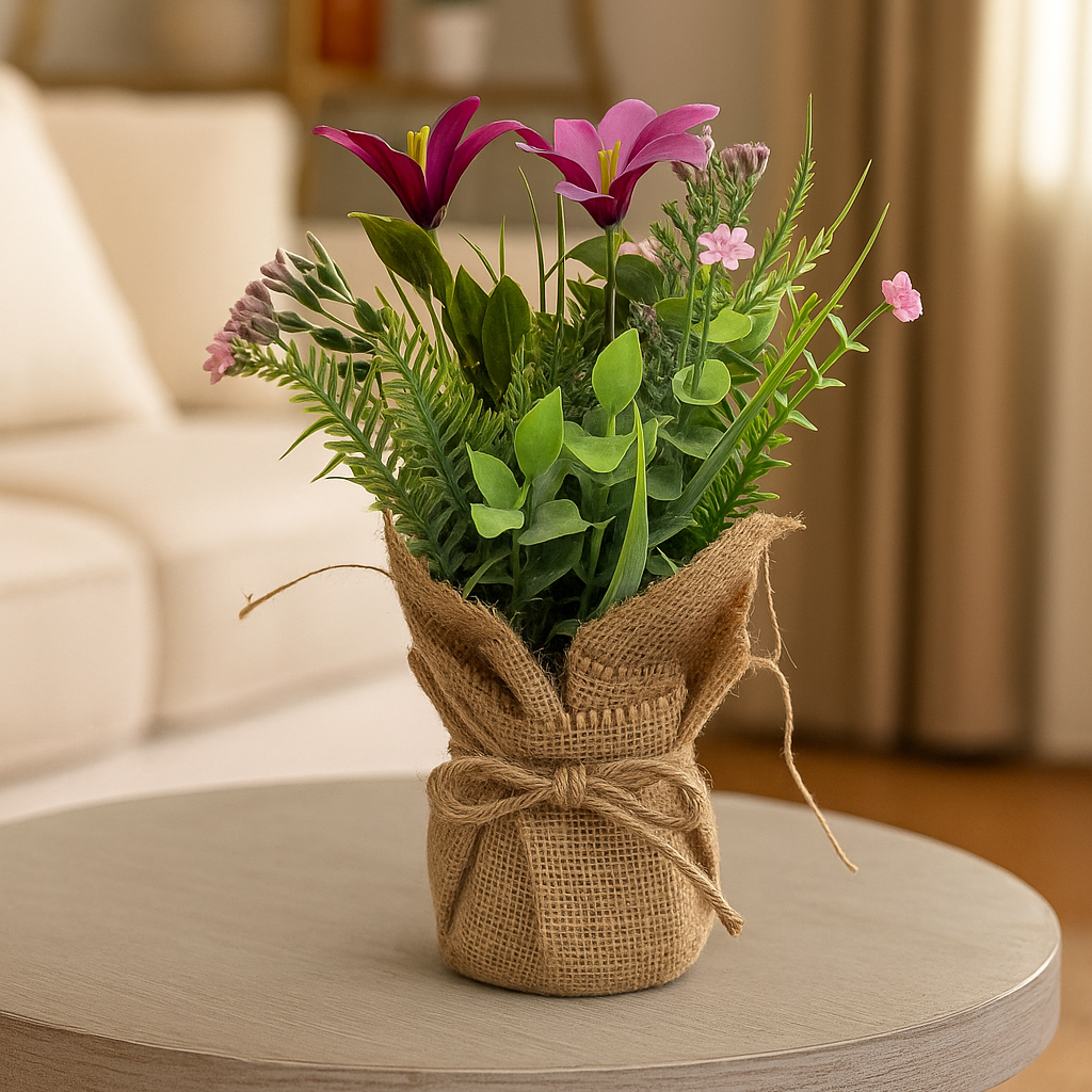 Cloth Bonsai Flower Plant in Burlap Sack Pot
