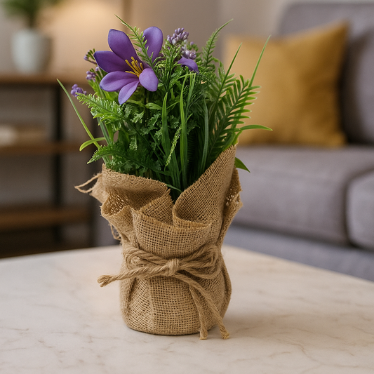 Cloth Bonsai Flower Plant in Burlap Sack Pot
